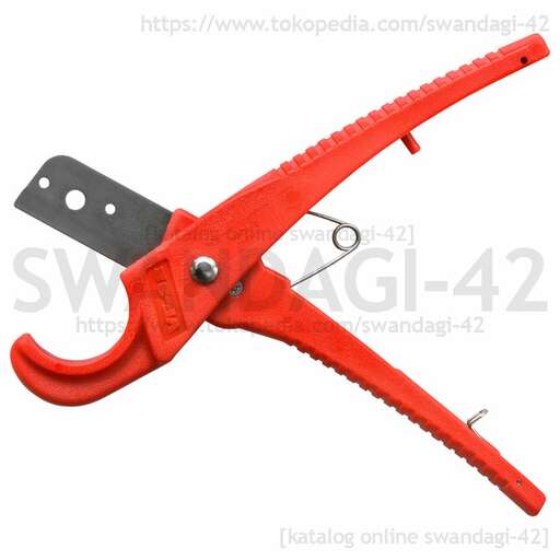 a red plastic tool with a black handle
