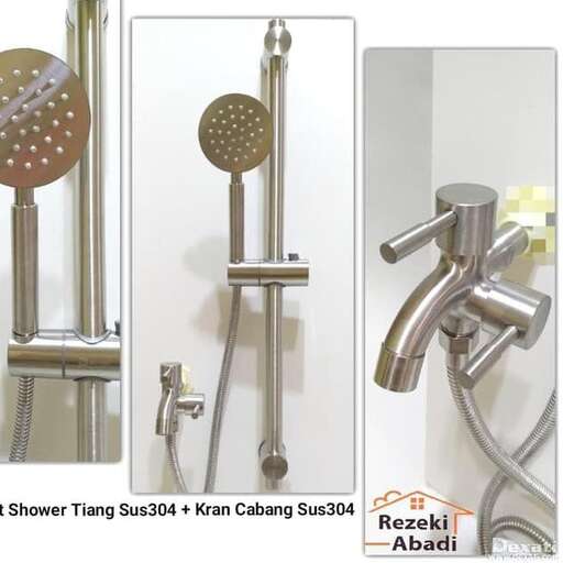 a shower head with a shower head and a faucet.