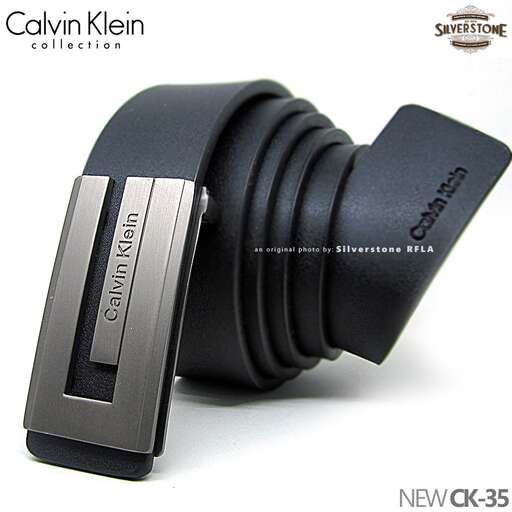 a black leather strap with a silver buckle.