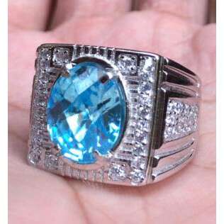 blue sapphire and diamond ring in sterling silver