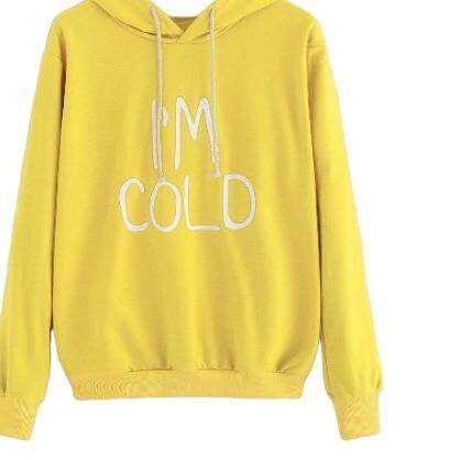 i'm a cold i'm cold yellow hoodie with the word i'm in it.