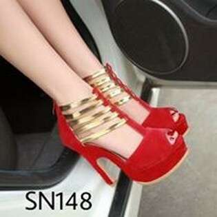 red shoes with a heel