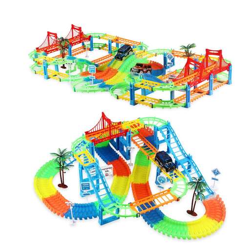 a set of slides and amusement park.