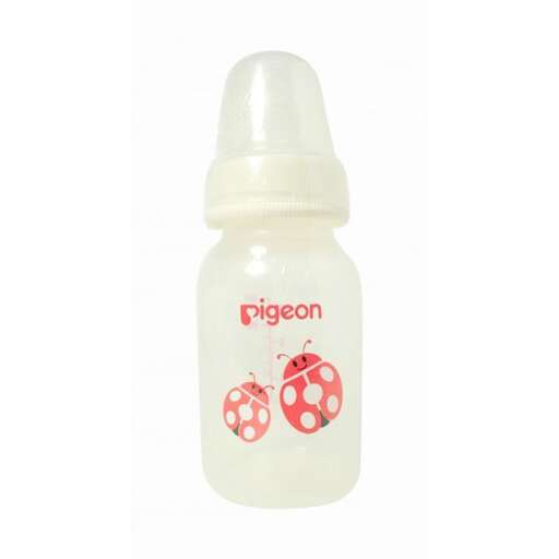 baby bottle for baby with a red and white label