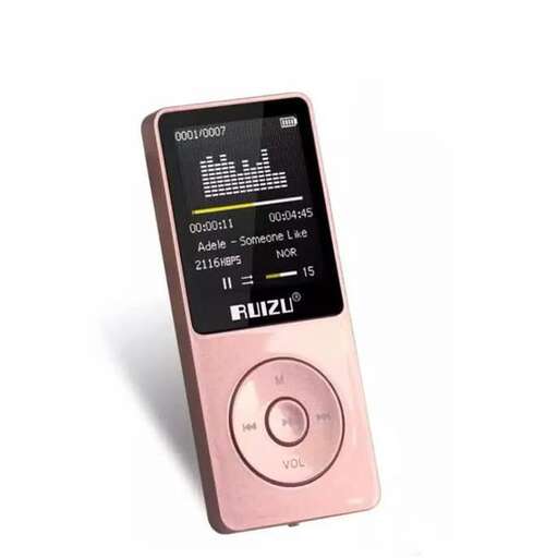 a pink ipod with a white background and a white background.