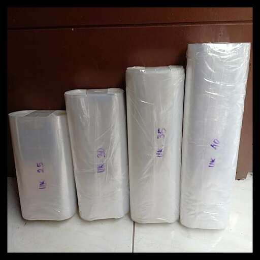 a set of rolled up plastic rolls.