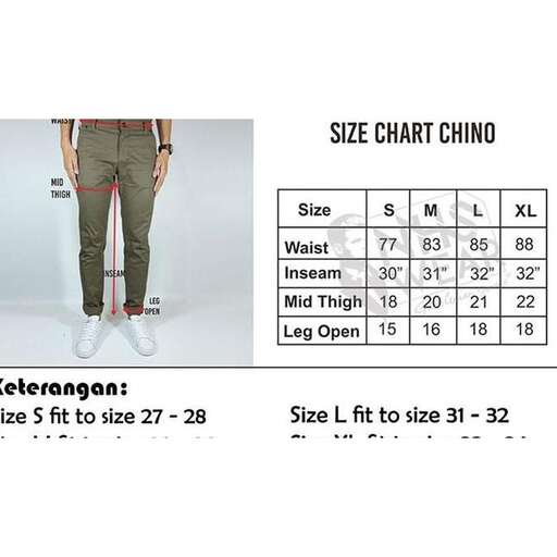 size comparison of the size and size of the pants