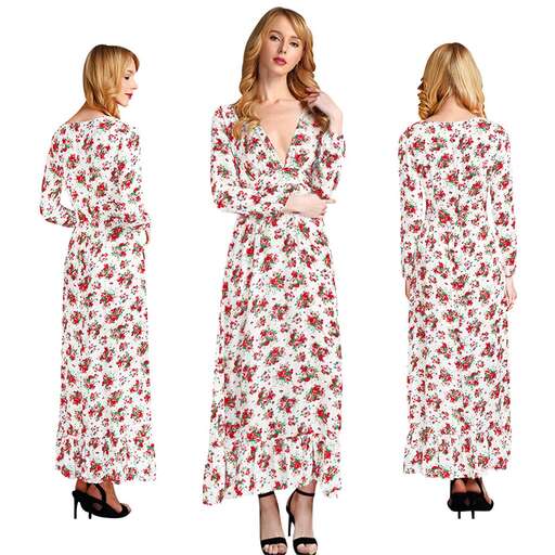 long dress with a floral print