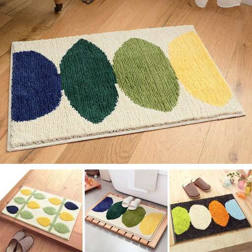 felted felted rug in green and brown