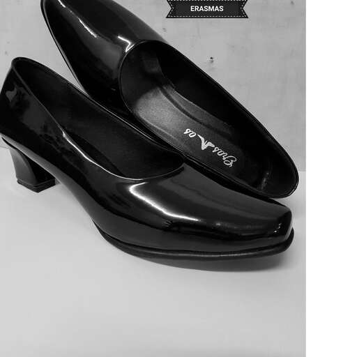 a pair of shoes with a heel