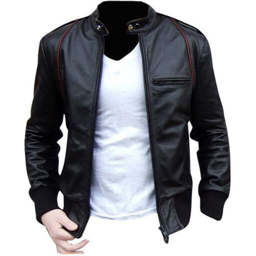 leather jacket with a zipper