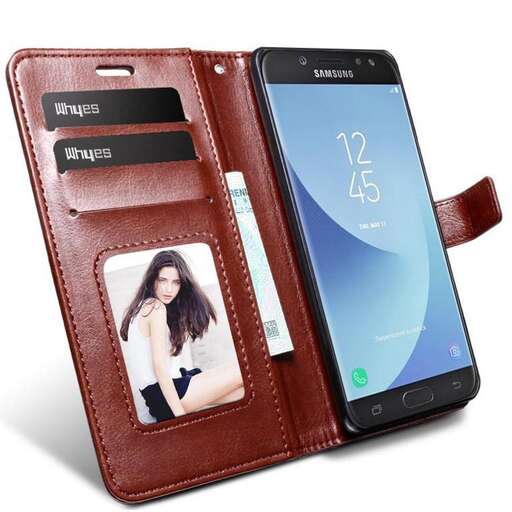 a leather wallet with a picture of a woman on the front and the front cover.