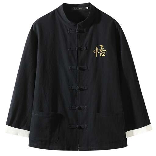 jacket with a gold logo