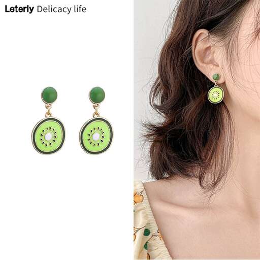earrings with green glass beads and green earrings.