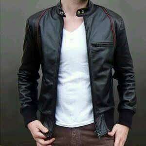 leather jacket with a zipper