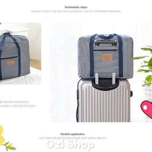 a suitcase with a backpack and a flower pot.