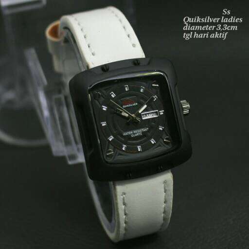 a black watch with a white strap