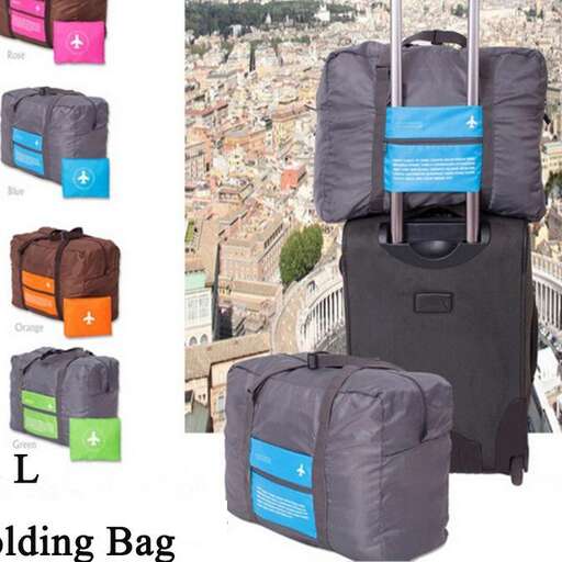 a large bag of luggage sitting on top of a building.