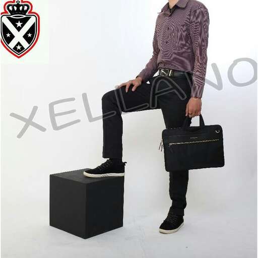 a man with a briefcase and a bag.