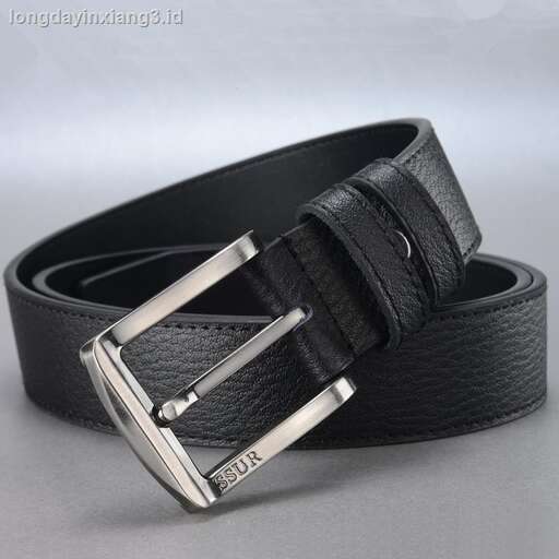 leather belt with a silver buckle