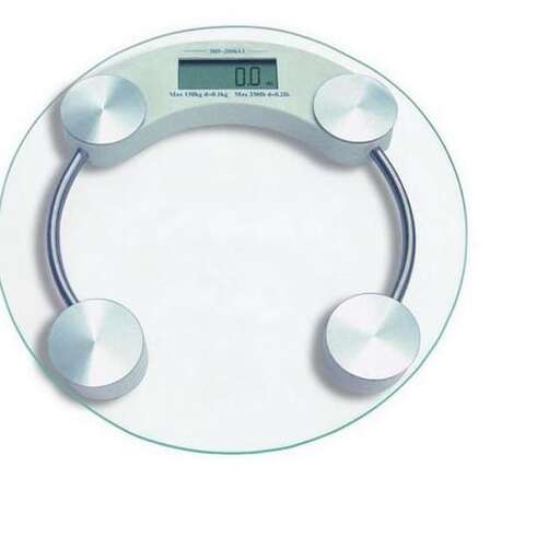 a digital medical scale with a digital thermometer.