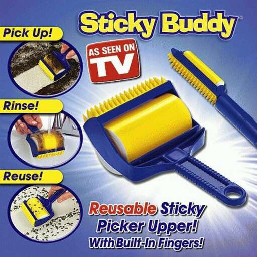 a blue hair brush with a yellow brush.