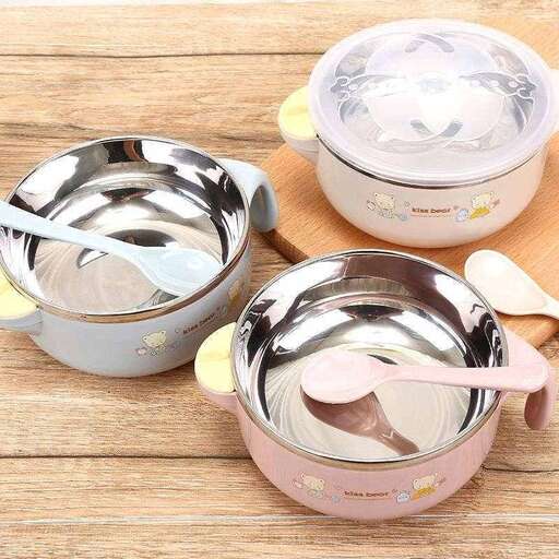 pink and silver bowls with a lid