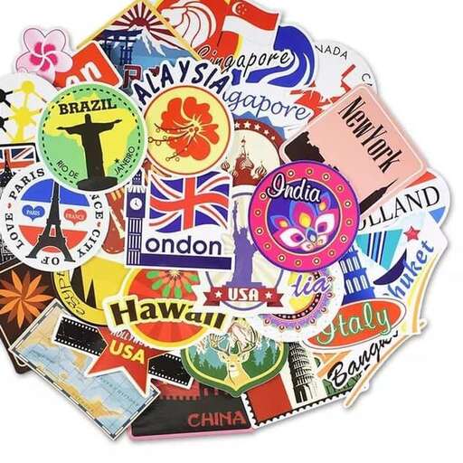 a circle of stickers and stickers.