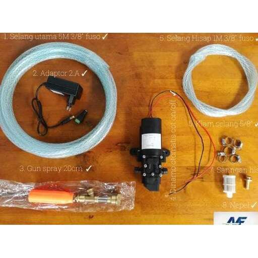 a table with a blue plate and a camera and other items.