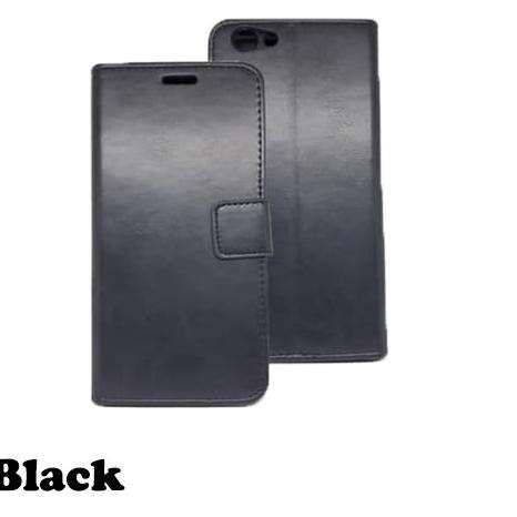 a black leather case with a leather strap.