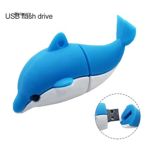 a dolphin that is holding a remote control.