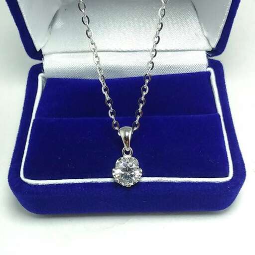 diamond necklace in blue box