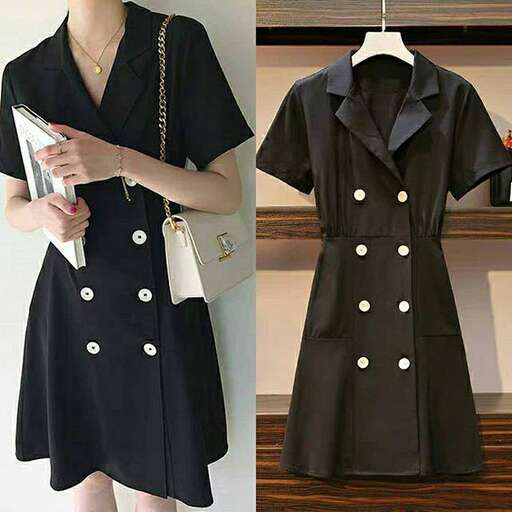 a black dress with buttons