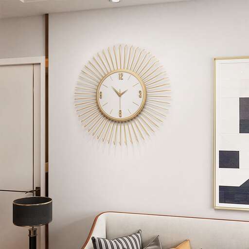a clock on the wall of a bedroom
