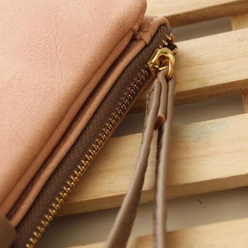 leather wallet with a zipper