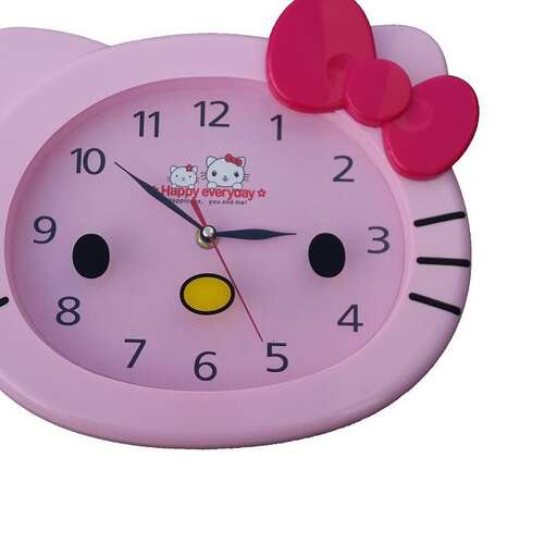 a pink clock with a heart shaped face and a pink heart.