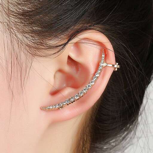 a pair of earrings with a chain