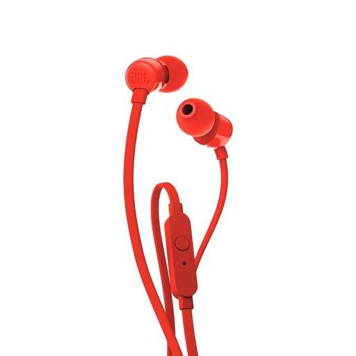 red headphones on a white background