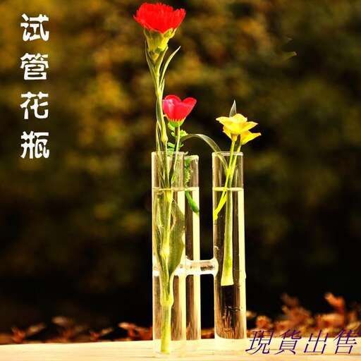 a vase with a red flower in it.