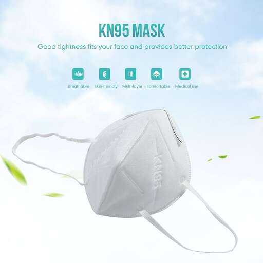 a mask is shown against a blue sky.