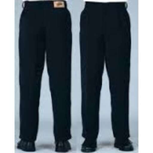 black trousers with a gold buckle