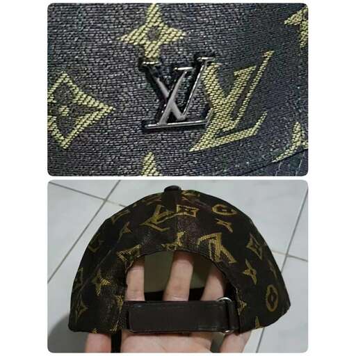 a leather bag with a logo on it.