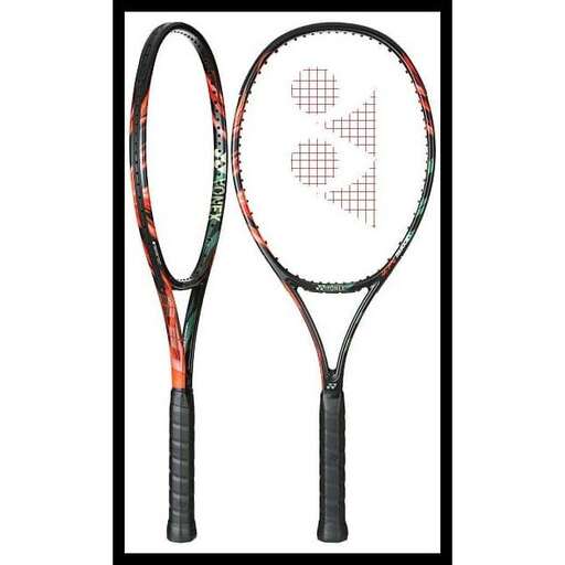 a tennis racket with a picture of a person on it.