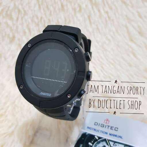 a black watch with a digital display on the front.