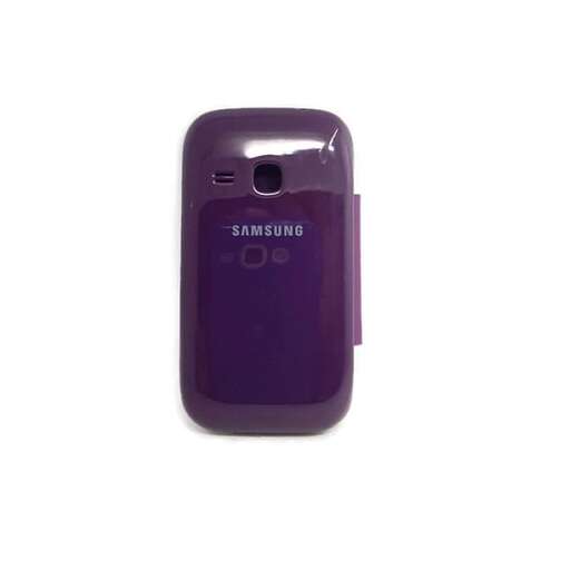 a purple cell phone with a case on it.