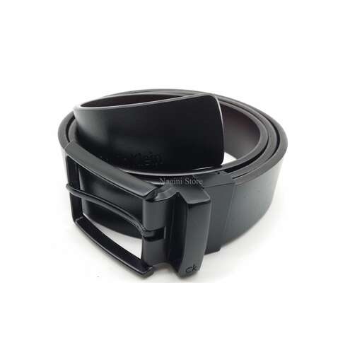 a black leather belt with a wide strap.
