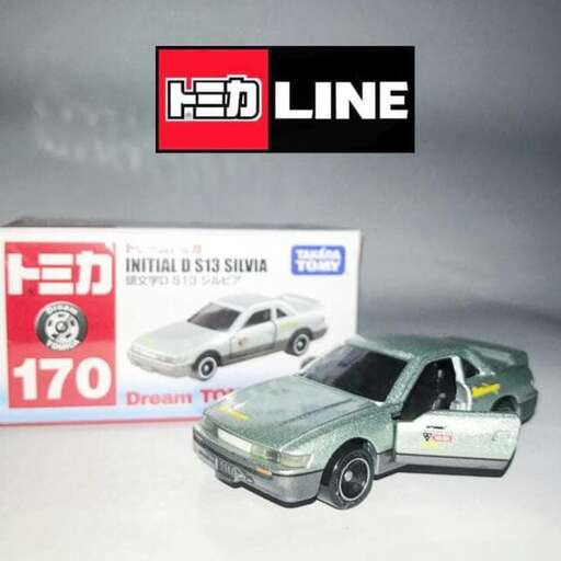 a toy car and a car on a display.