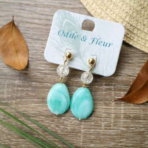 turquoise and gold earrings with a touch of turquoise