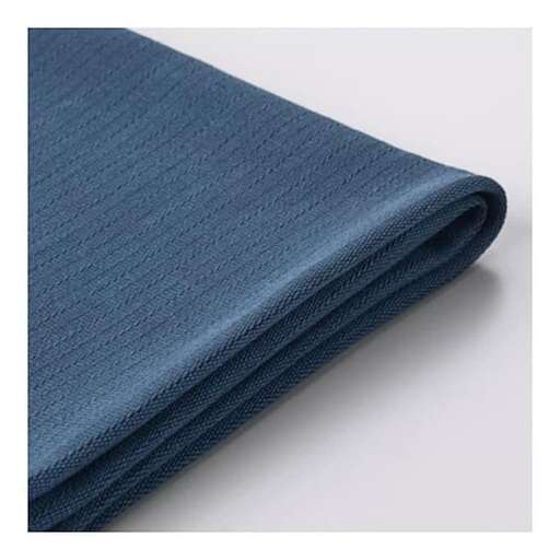 folded in blue linen with a black background