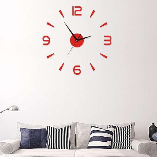 a clock on a wall with a red clock above it.